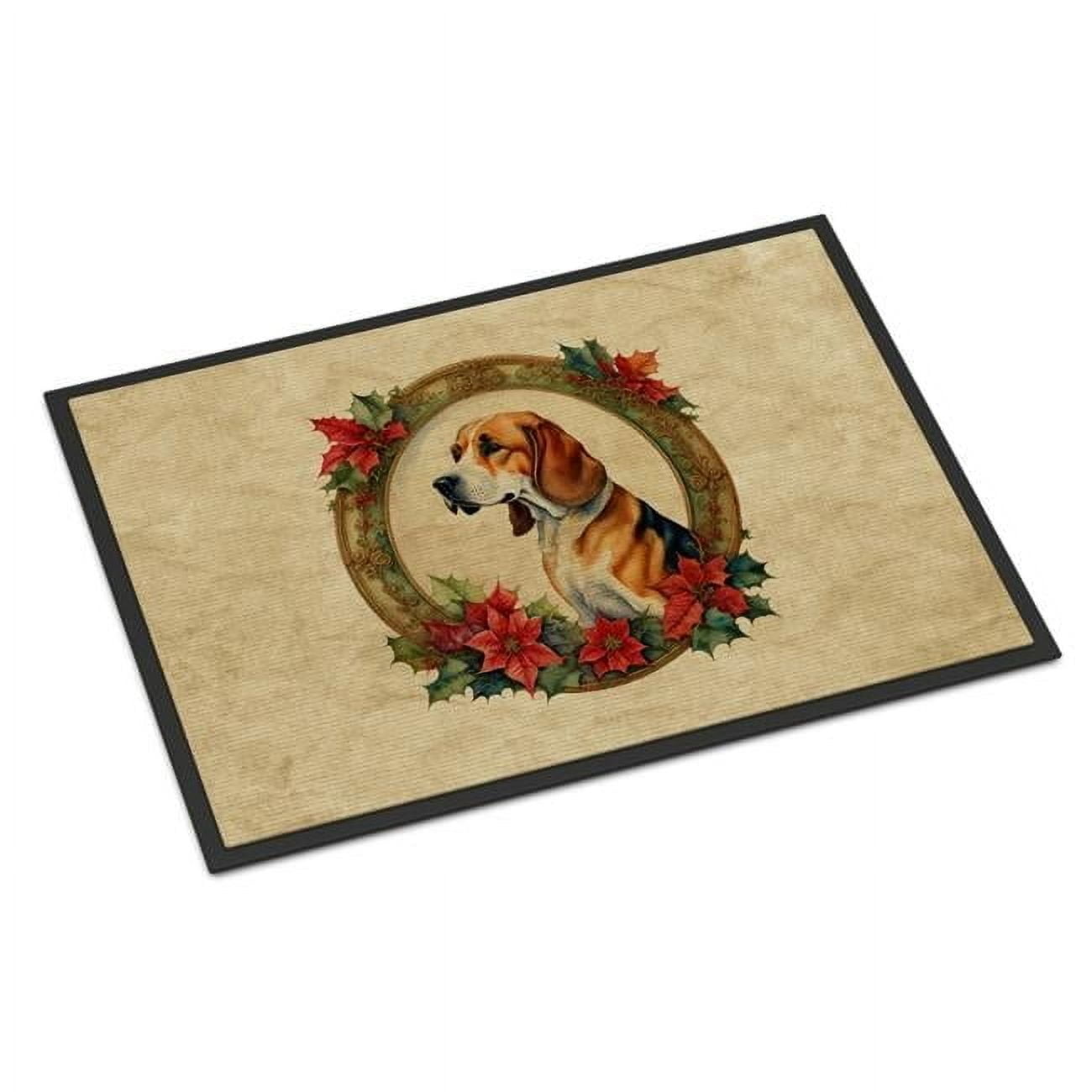 Carolines Treasures DAC2303MAT 18 x 27 in.  American Foxhound Christmas Flowers Doormat