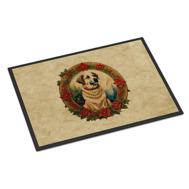 Anatolian Shepherd Dog Christmas Flowers Doormat
