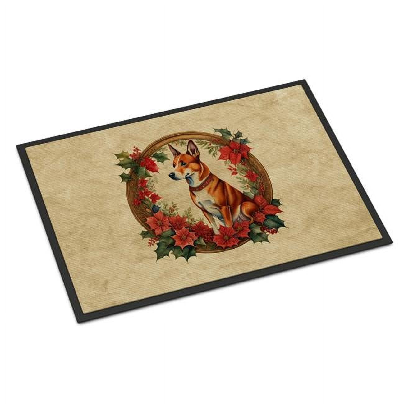 Carolines Treasures DAC2311MAT 18 x 27 in. Unisex Basenji Christmas Flowers Doormat