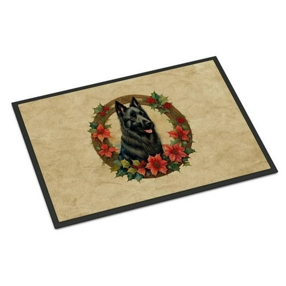 Carolines Treasures DAC2317MAT 18 x 27 in. Unisex Belgian Sheepdog Christmas Flowers Doormat