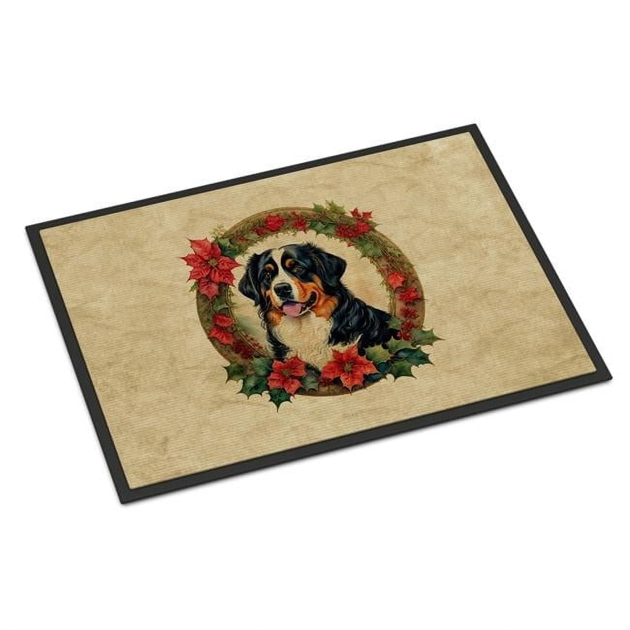 Carolines Treasures DAC2319MAT 18 x 27 in. Unisex Bernese Mountain Dog Christmas Flowers Doormat