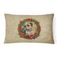thumbnail image 1 of English Bulldog Christmas Flowers Throw Pillow 12 in x 16 in, 1 of 4