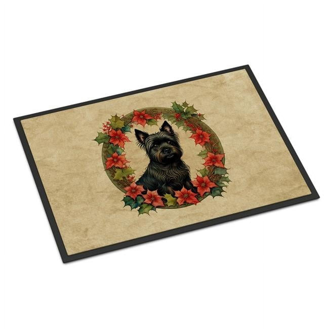 Carolines Treasures DAC2337MAT 18 x 27 in.  Cairn Terrier Christmas Flowers Doormat