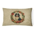 thumbnail image 1 of Carolines Treasures DAC2338PW1216 16 x 12 in. Unisex Cavalier Spaniel Christmas Flowers Polyester Fabric Throw Pillow, 1 of 4