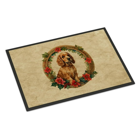 Carolines Treasures DAC2346JMAT 24 x 36 in. Unisex Cocker Spaniel Christmas Flowers Doormat