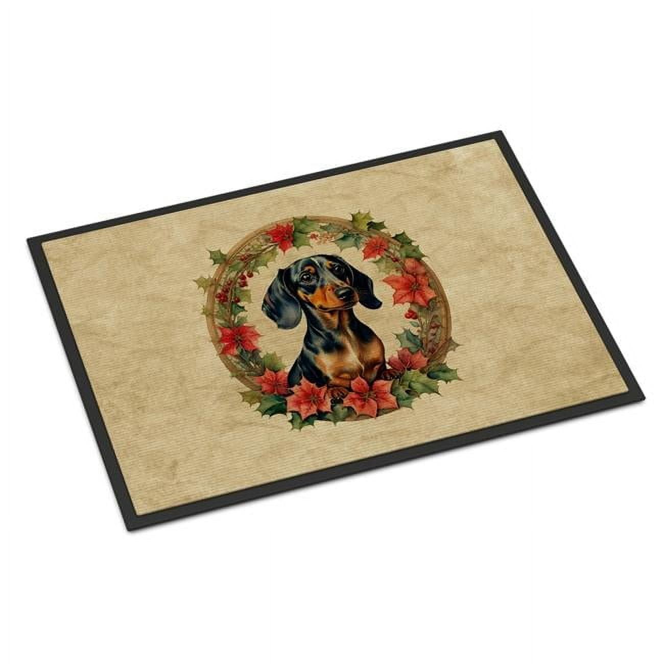 Carolines Treasures DAC2352MAT 18 x 27 in. Unisex Dachshund Christmas Flowers Doormat