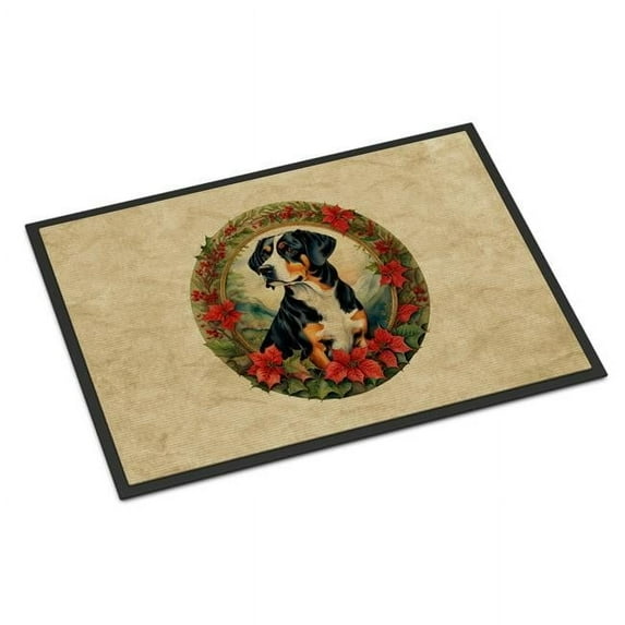 Carolines Treasures DAC2361MAT 18 x 27 in. Unisex Entlebucher Mountain Dog Christmas Flowers Doormat