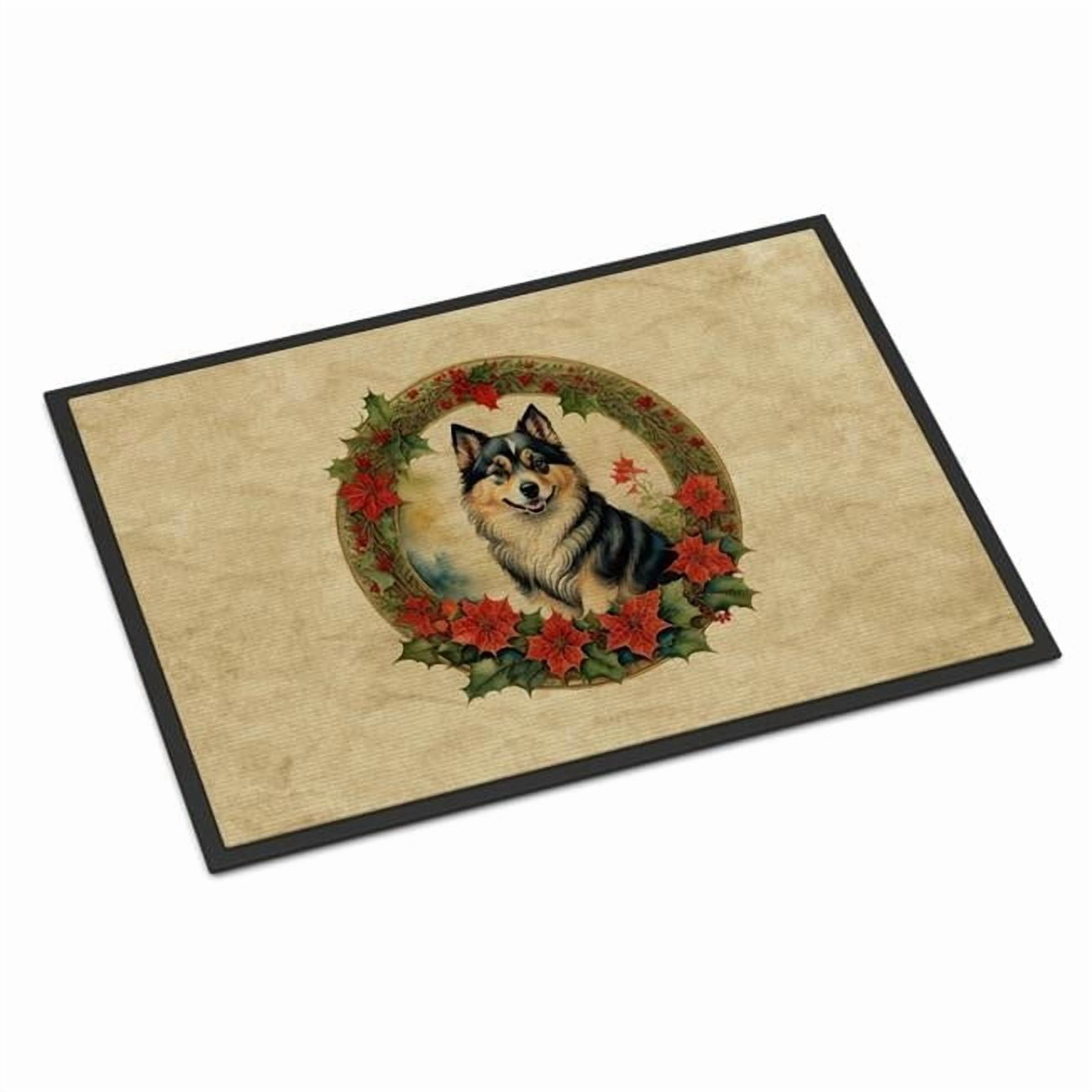 Carolines Treasures DAC2363MAT 18 x 27 in. Unisex Finnish Lapphund Christmas Flowers Doormat