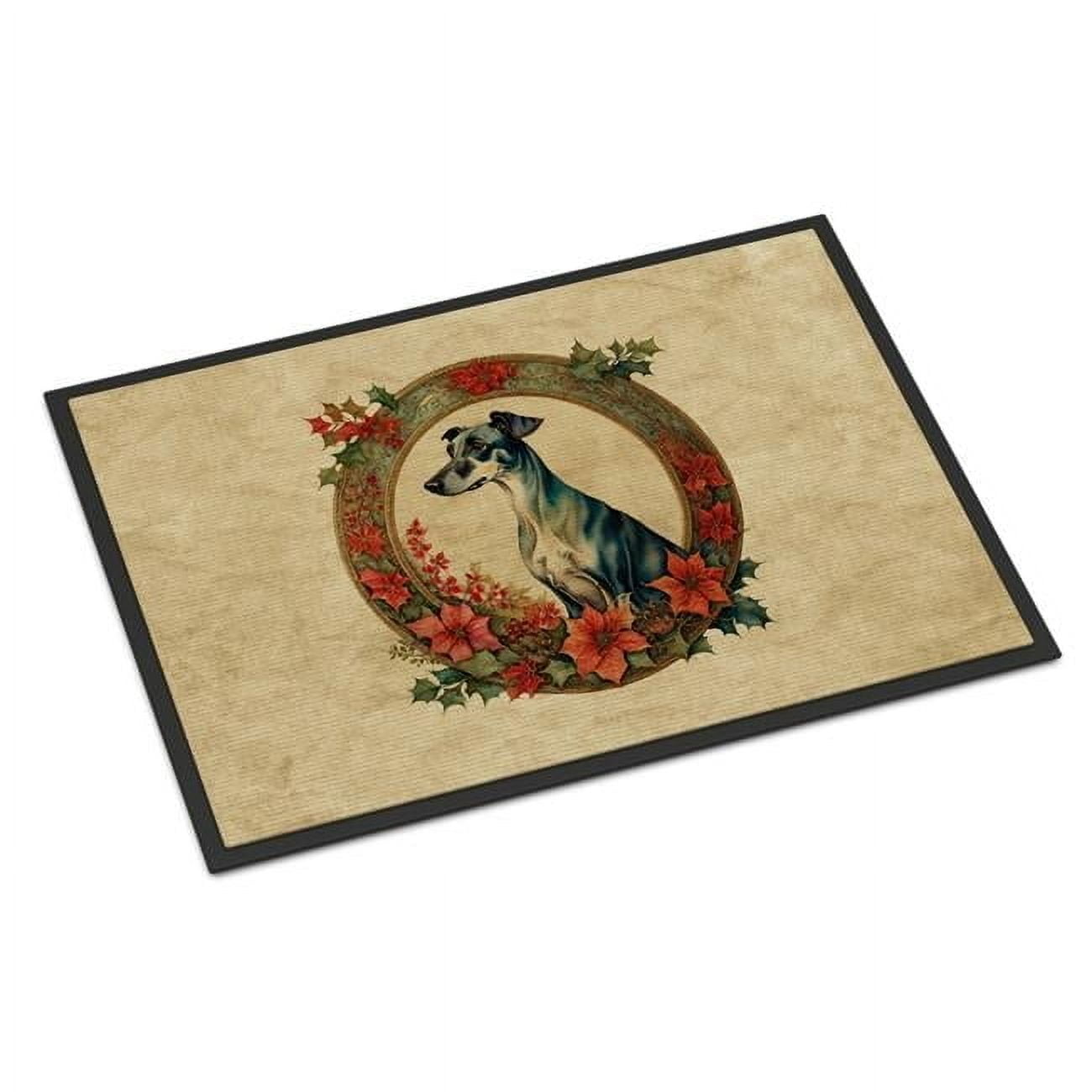 Carolines Treasures DAC2374MAT 18 x 27 in. Unisex Greyhound Christmas Flowers Doormat