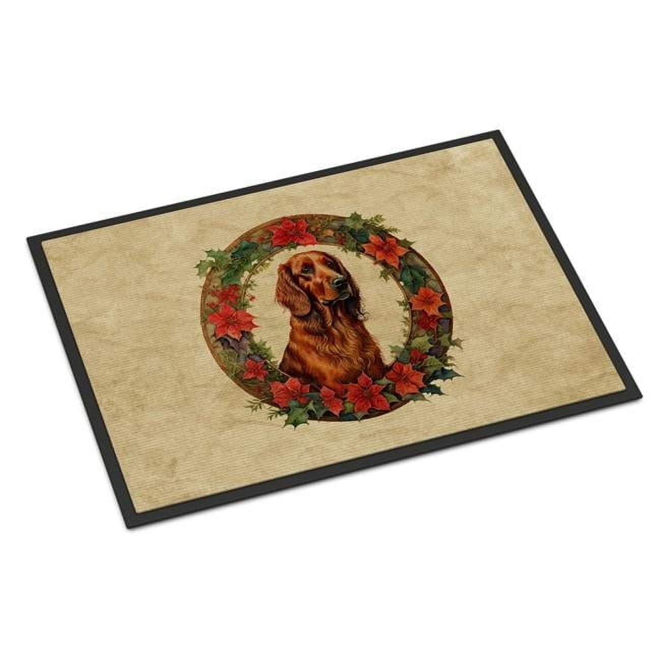 Carolines Treasures DAC2376MAT 18 x 27 in. Unisex Irish Setter Christmas Flowers Doormat