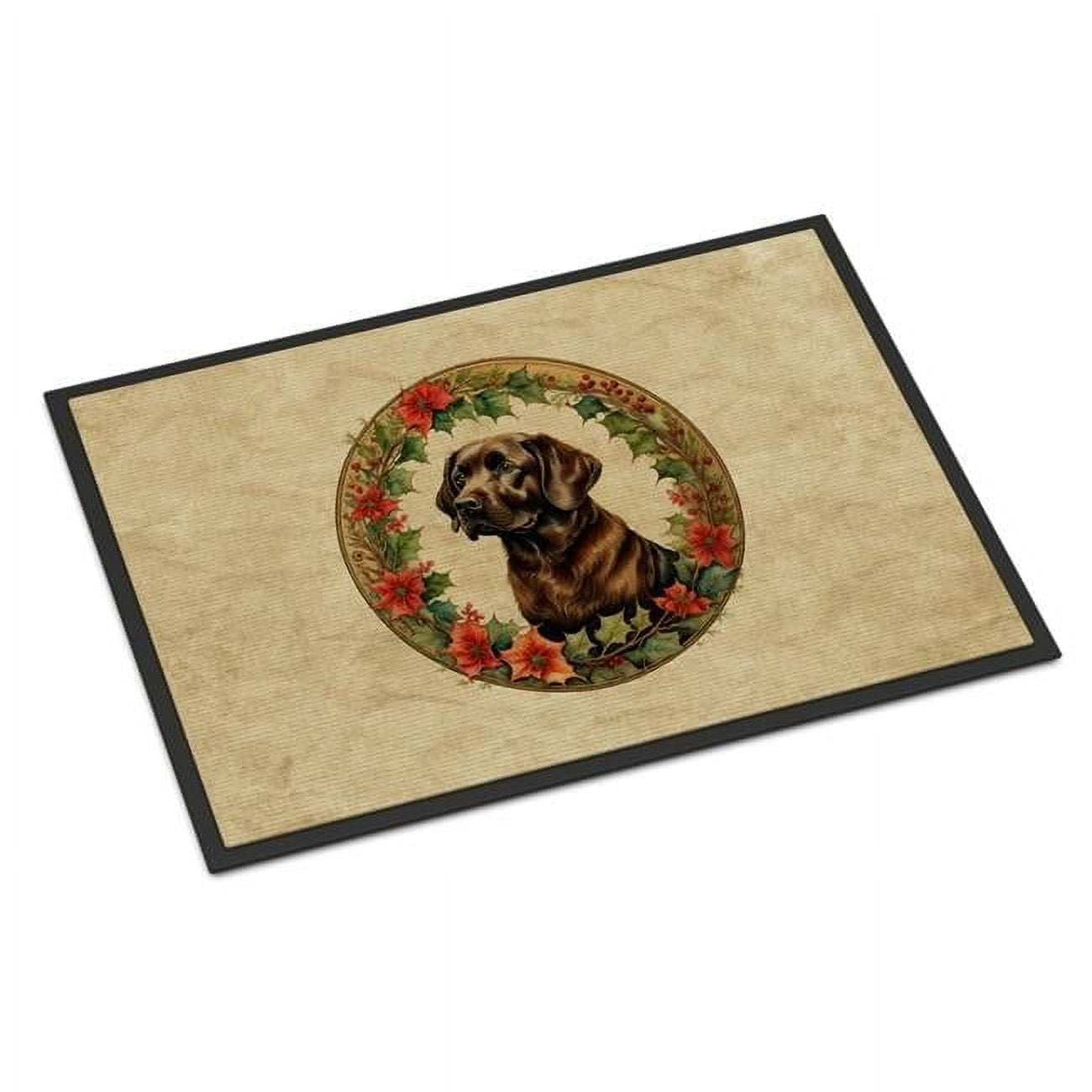 Carolines Treasures DAC2387MAT 18 x 27 in. Unisex Labrador Retriever Christmas Flowers Doormat
