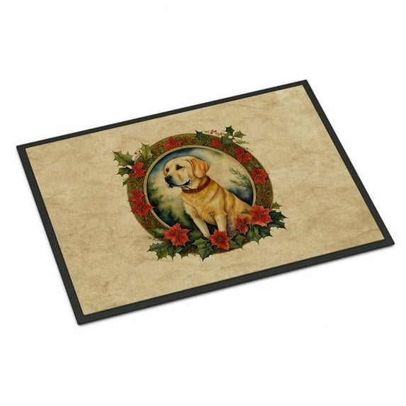 Carolines Treasures DAC2388MAT 18 x 27 in. Labrador Retriever Christmas Flowers Doormat