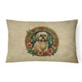 thumbnail image 1 of Lhasa Apso Christmas Flowers Throw Pillow 12 in x 16 in, 1 of 4