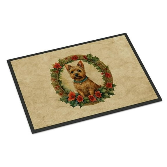 Carolines Treasures DAC2399JMAT 24 x 36 in. Unisex Norwich Terrier Christmas Flowers Doormat