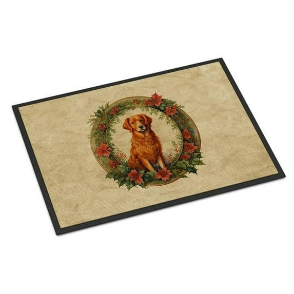 Carolines Treasures DAC2400MAT 18 x 27 in. Unisex Nova Scotia Duck Tolling Retriever Christmas Flowers Doormat