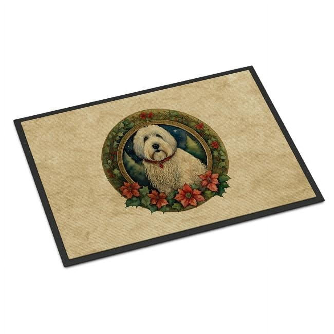 Carolines Treasures DAC2401MAT 18 x 27 in. Unisex Old English Sheepdog Christmas Flowers Doormat