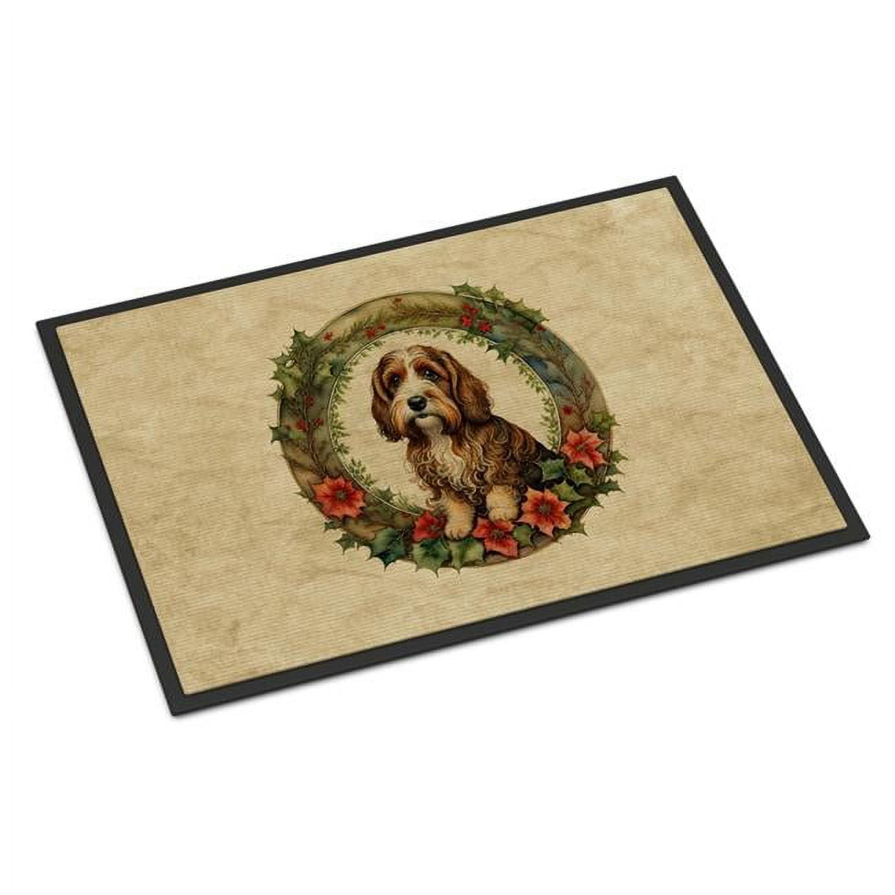 Carolines Treasures DAC2405MAT 18 x 27 in. Unisex Petit Basset Griffon Vendeen Christmas Flowers Doormat