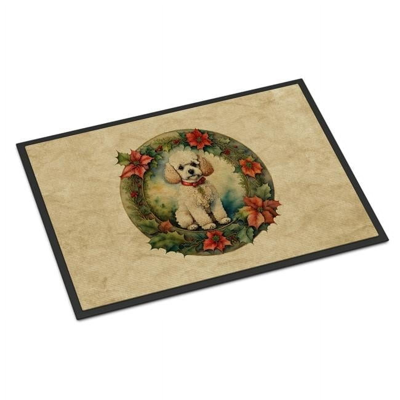 Carolines Treasures DAC2409MAT 18 x 27 in. Unisex Poodle Christmas Flowers Doormat