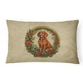 thumbnail image 1 of Red Redbone Coonhound Christmas Flowers Throw Pillow 12 in x 16 in, 1 of 4