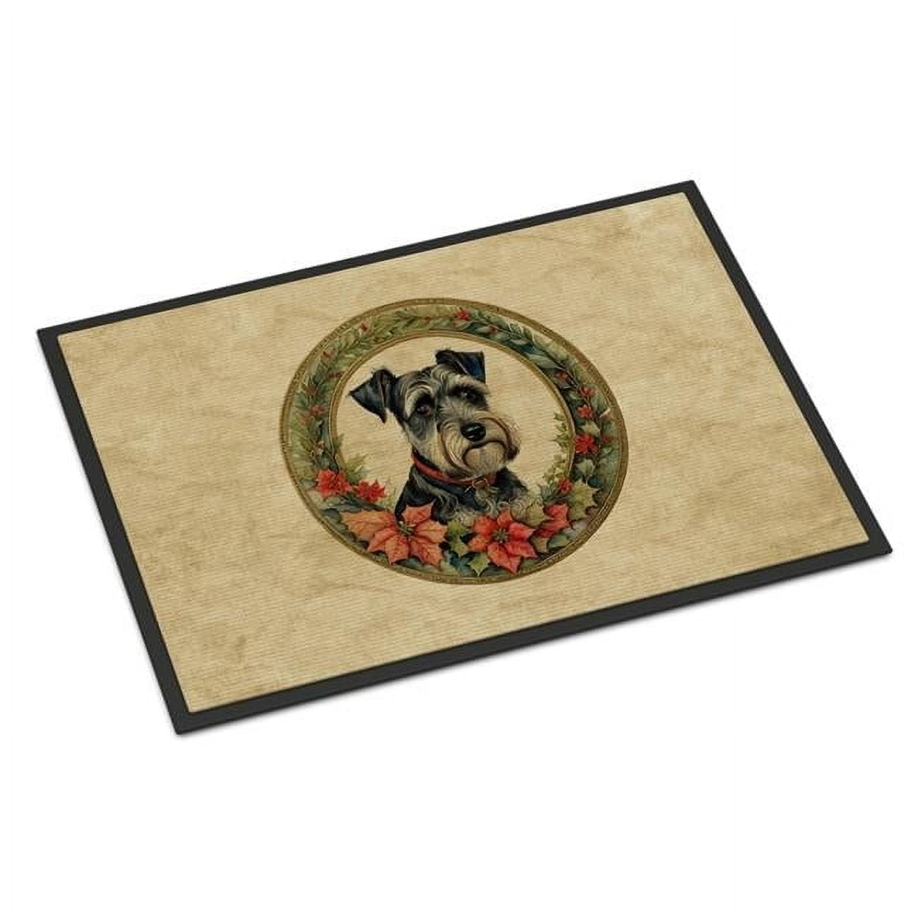 Carolines Treasures DAC2424MAT 18 x 27 in. Unisex Schnauzer Christmas Flowers Doormat
