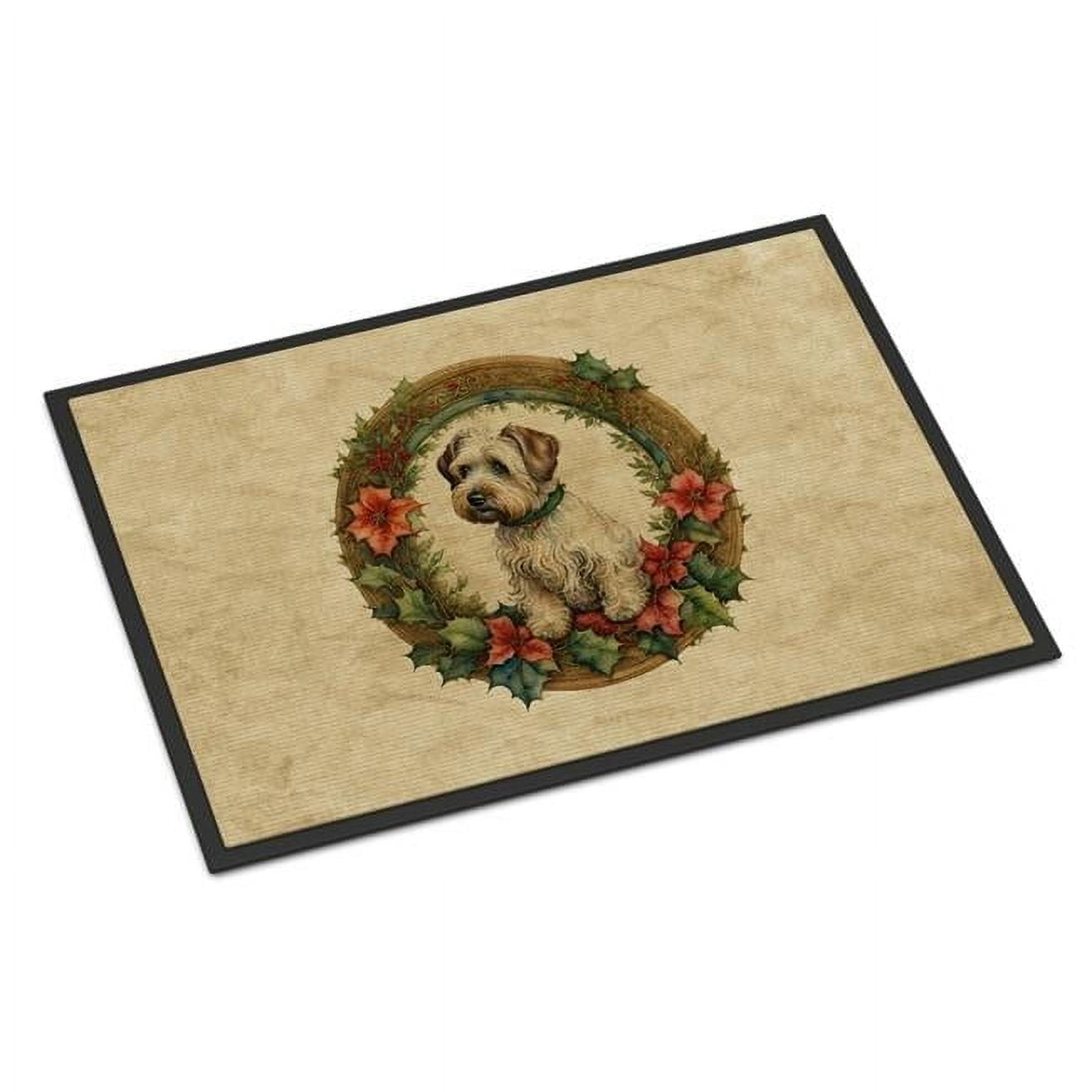 Sealyham Terrier Christmas Flowers Doormat 27 in x 18 in