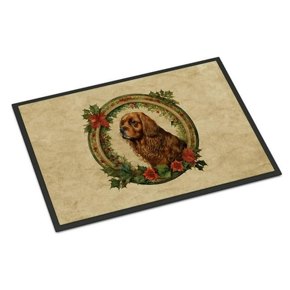 Carolines Treasures DAC2436MAT 18 x 27 in. Unisex Sussex Spaniel Christmas Flowers Doormat