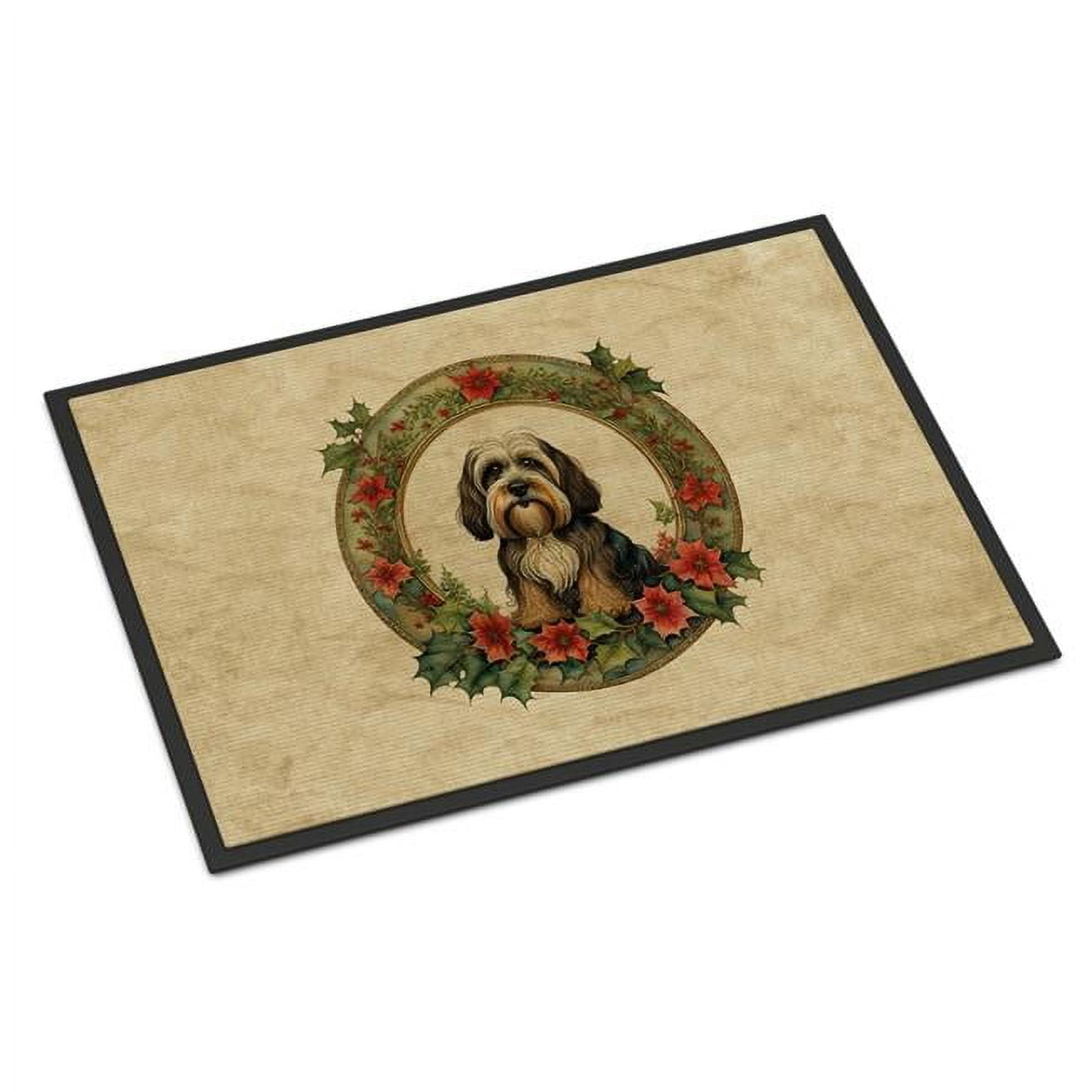 Carolines Treasures DAC2439MAT 18 x 27 in. Unisex Tibetan Terrier Christmas Flowers Doormat