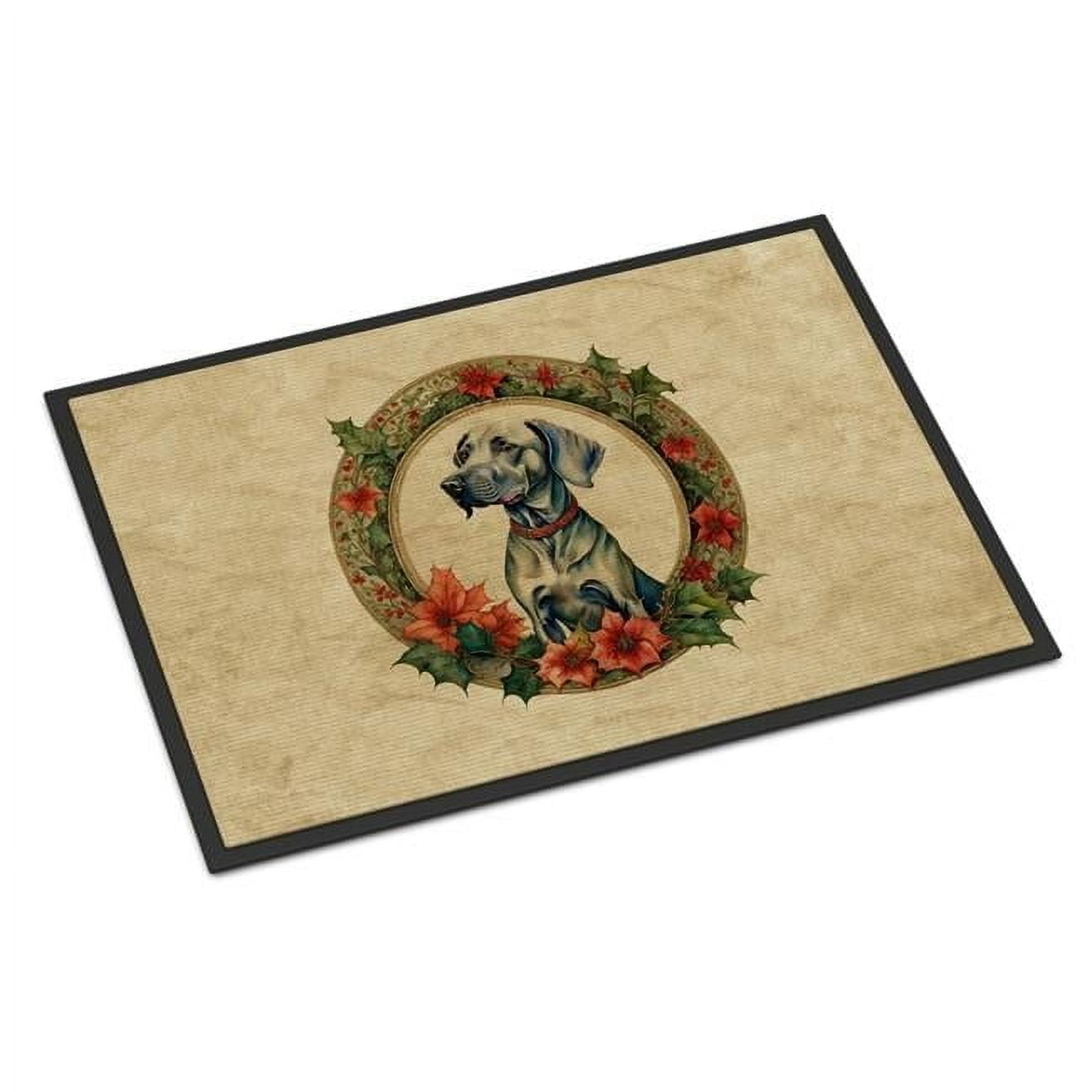 Carolines Treasures DAC2441MAT 18 x 27 in. Unisex Weimaraner Christmas Flowers Doormat