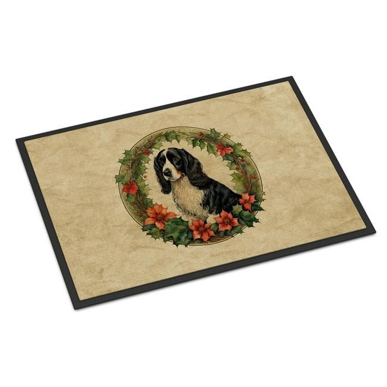 Carolines Treasures DAC2443MAT 18 x 27 in. Unisex Welsh Springer Spaniel Christmas Flowers Doormat