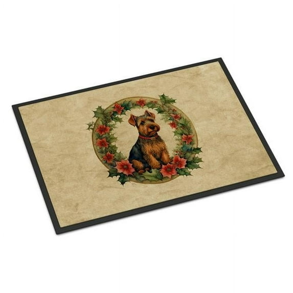 Carolines Treasures DAC2444MAT 18 x 27 in. Unisex Welsh Terrier Christmas Flowers Doormat