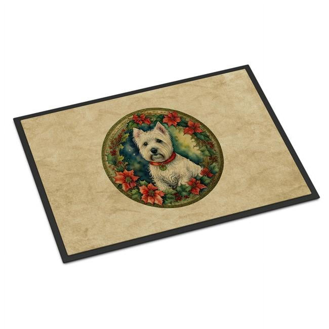 Carolines Treasures DAC2445MAT 18 x 27 in. Unisex Westie Christmas Flowers Doormat
