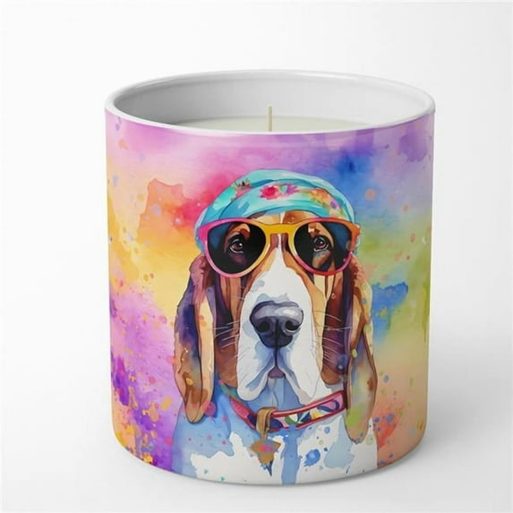 Carolines Treasures DAC2454CDL 10 oz Unisex Basset Hound Hippie Dawg Decorative Soy Candle