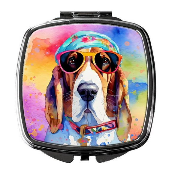 Carolines Treasures DAC2454SCM 3 x 2.75 in. Basset Hound Hippie Dawg Compact Mirror