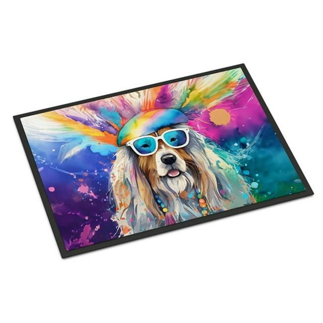 Carolines Treasures DAC2456MAT 0.15 x 18 x 27 in. Bearded Collie Hippie Dawg Doormat