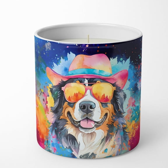 Bernese Mountain Dog Hippie Dawg Decorative Soy Candle 3.25 in x 3.75 in