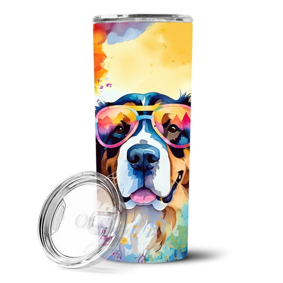 Carolines Treasures DAC2496TBL20 3 x 8.25 x 3 in. & 20 oz Corgi Hippie Dawg Stainless Steel Skinny Tumbler