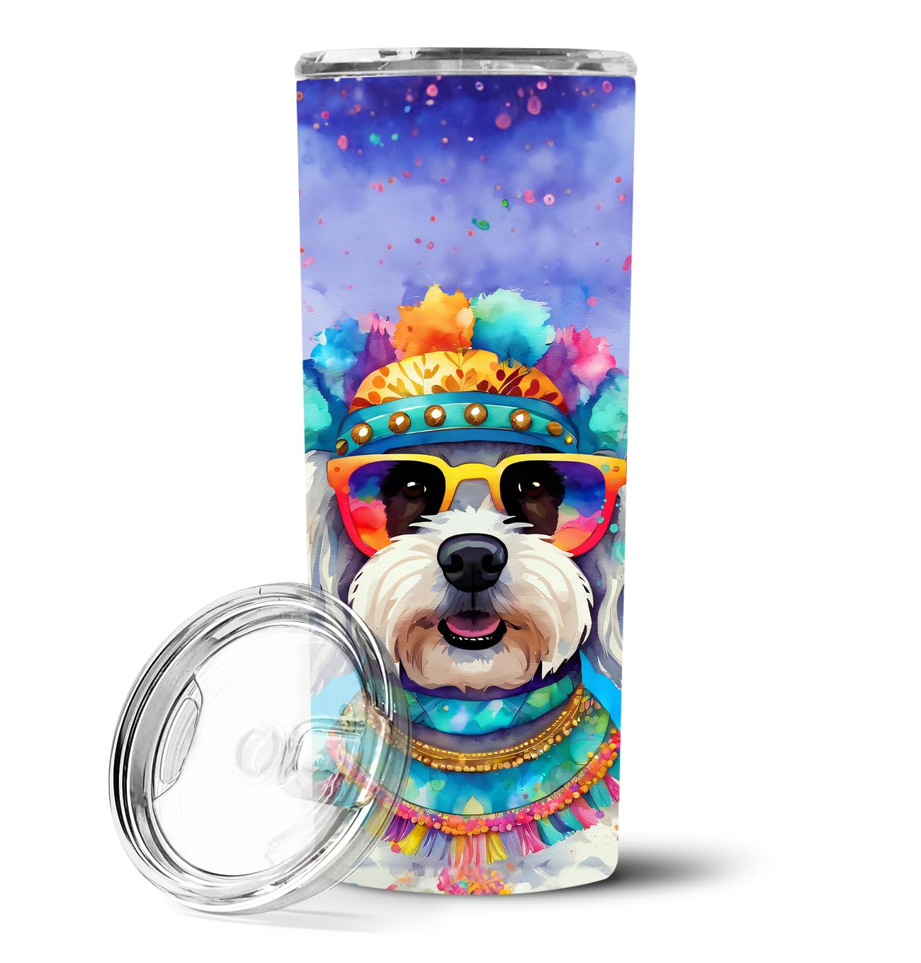 Carolines Treasures DAC2496TBL20 3 x 8.25 x 3 in. & 20 oz Corgi Hippie Dawg Stainless Steel Skinny Tumbler