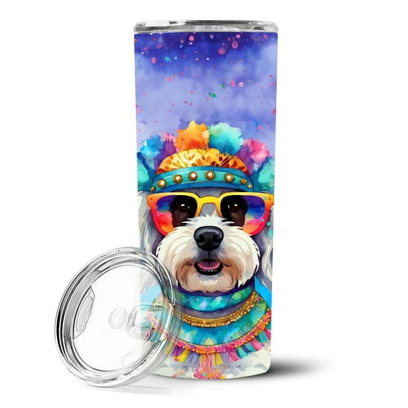 Carolines Treasures DAC2496TBL20 3 x 8.25 x 3 in. & 20 oz Corgi Hippie Dawg Stainless Steel Skinny Tumbler