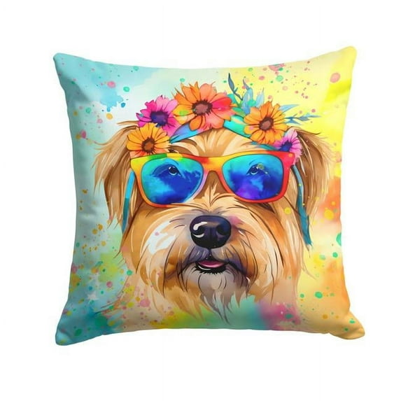 Carolines Treasures DAC2480PW1818 18 x 18 in. Unisex Cairn Terrier Hippie Dawg Fabric Decorative Pillow
