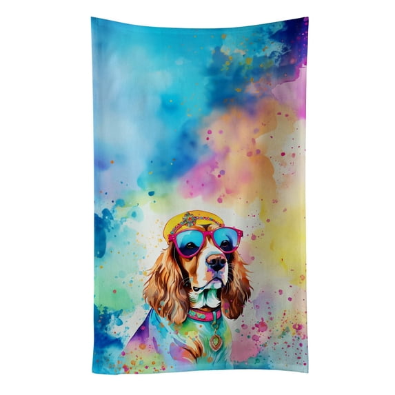 Cavalier Spaniel Hippie Dawg Kitchen Towel 15 in x 25 in
