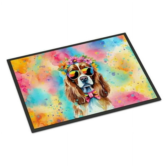 Carolines Treasures DAC2486JMAT 0.15 x 24 x 36 in. Cavalier Spaniel Hippie Dawg Indoor or Outdoor Mat
