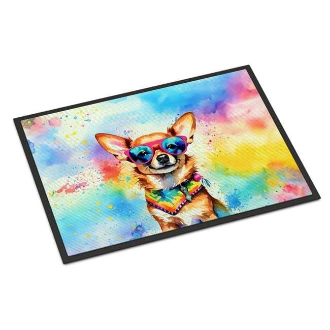 Carolines Treasures DAC2489MAT 0.15 x 18 x 27 in. Chihuahua Hippie Dawg Doormat