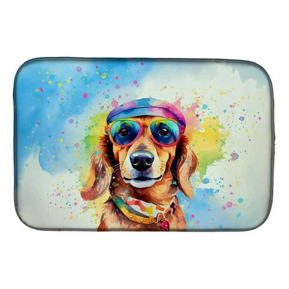 Carolines Treasures DAC2498DDM 0.2 x 21 x 14 in. Dachshund Hippie Dawg Dish Drying Mat