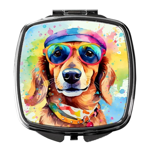 Carolines Treasures DAC2498SCM 3 x 2.75 in. Dachshund Hippie Dawg Compact Mirror