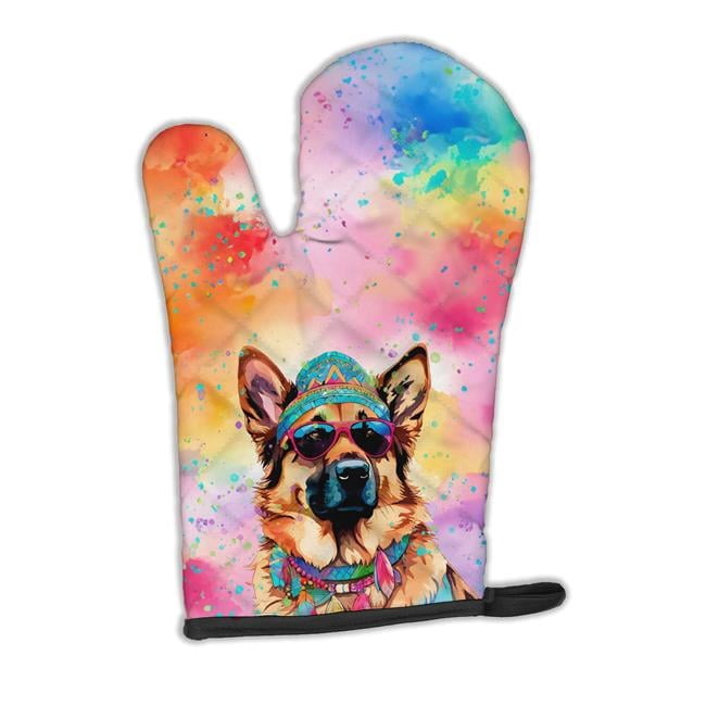 German Shepherd Hippie Dawg Oven Mitt 8.5 in x 12 in