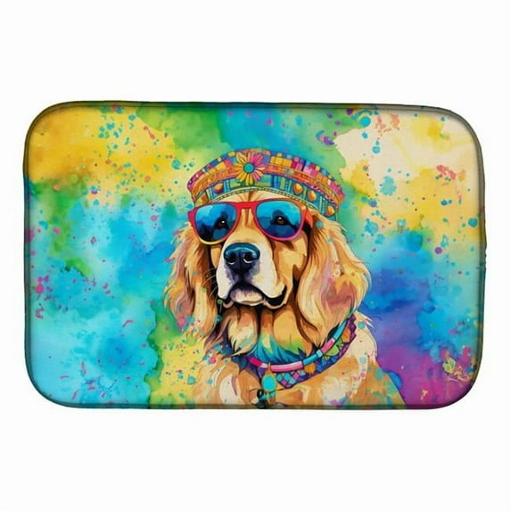 Carolines Treasures DAC2513DDM 0.2 x 21 x 14 in. Golden Retriever Hippie Dawg Dish Drying Mat