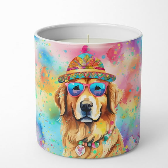 Carolines Treasures DAC2514CDL 10 oz Unisex Golden Retriever Hippie Dawg Decorative Soy Candle