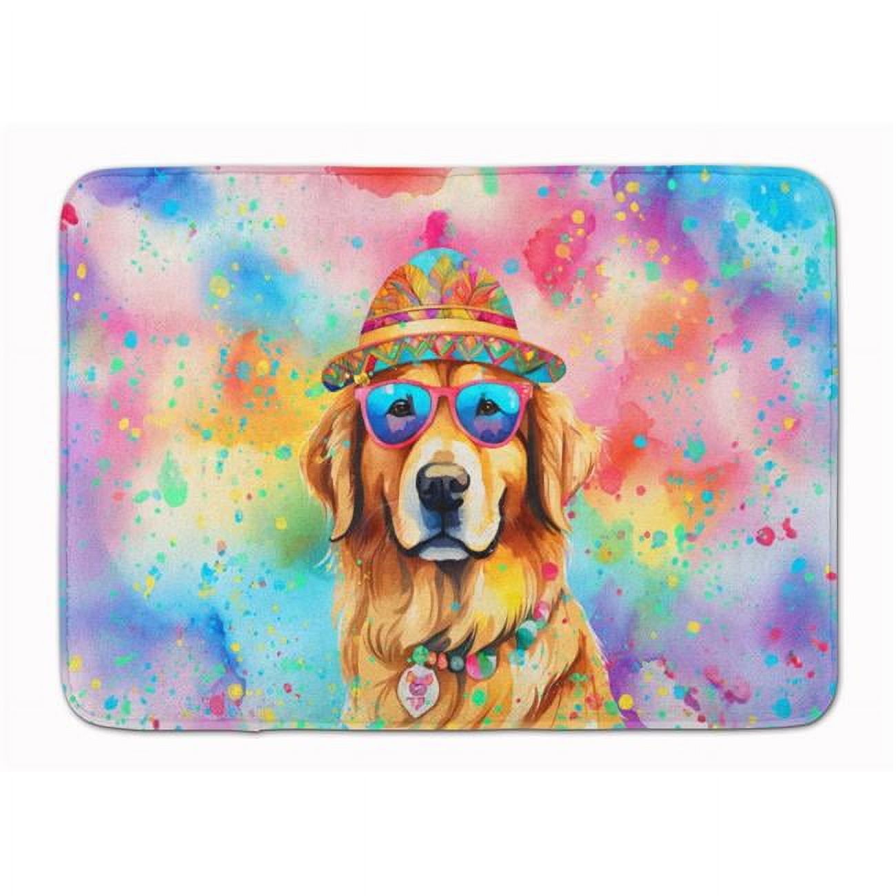 Carolines Treasures DAC2514RUG 19 x 27 in. Golden Retriever Hippie Dawg Memory Foam Kitchen Mat