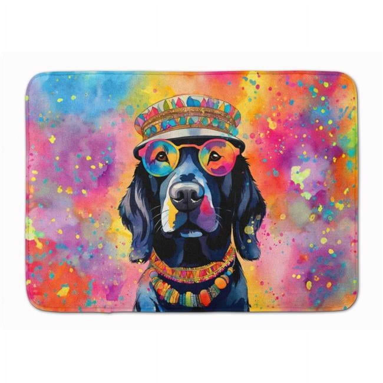 Carolines Treasures DAC2520RUG 19 x 27 in. Black Labrador Hippie Dawg Memory Foam Kitchen Mat