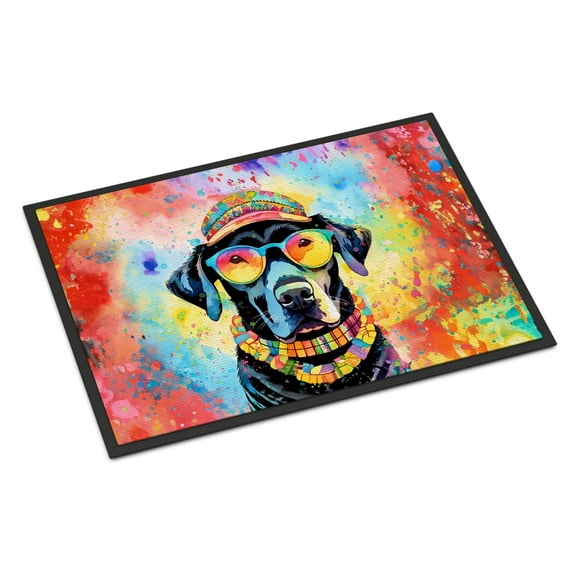 Carolines Treasures DAC2522JMAT 0.15 x 24 x 36 in. Black Labrador Hippie Dawg Indoor or Outdoor Mat